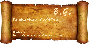 Busbacher Gréta névjegykártya